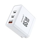 Lemontti GaN мрежово зарядно устройство 65W (2x USB-C PD + USB-A), бяло