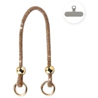 Lemontti Crystal Glow връзка за телефон, 30 см, златиста