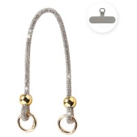 Lemontti Crystal Glow връзка за телефон, 30 см, сребриста