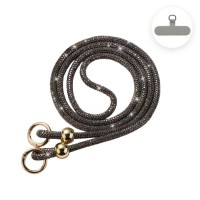 Lemontti връзка за телефон с кристали, 120 см, сива