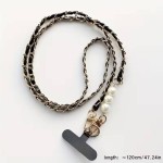 Lemontti връзка за телефон с перли, 120 см, черна