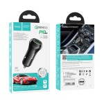 Lemontti 20W PD зарядно за автомобил, USB QC 3.0 + Type-C кабел 1м, черно/сребристо