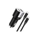 Lemontti 20W PD зарядно за автомобил, USB QC 3.0 + Type-C кабел 1м, черно/сребристо Lemontti 20W PD зарядно за автомобил, USB QC 3.0 + Type-C кабел 1м, черно/сребристо