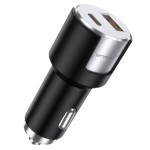 Lemontti 20W PD зарядно за автомобил, USB QC 3.0 + Type-C кабел 1м, черно/сребристо Lemontti 20W PD зарядно за автомобил, USB QC 3.0 + Type-C кабел 1м, черно/сребристо