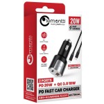 Lemontti 20W PD зарядно за автомобил, USB QC 3.0 + Type-C кабел 1м, черно/сребристо Lemontti 20W PD зарядно за автомобил, USB QC 3.0 + Type-C кабел 1м, черно/сребристо