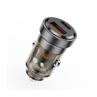 Lemontti 45W автомобилно зарядно с 2x USB-C PD и USB-A QC 3.0, прозрачно/черно