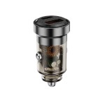 Lemontti 45W автомобилно зарядно Fast Charge с 2x Type-C PD + USB-A QC 3.0, прозрачно/черно