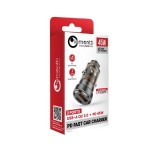 Lemontti 45W автомобилно зарядно Fast Charge с 2x Type-C PD + USB-A QC 3.0, прозрачно/черно