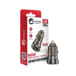 Lemontti 45W автомобилно зарядно Fast Charge с 2x Type-C PD + USB-A QC 3.0, прозрачно/черно