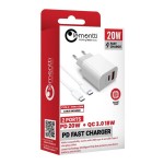 Lemontti мрежово зарядно устройство 20W с USB-C, USB-A и Type-C кабел Lemontti мрежово зарядно устройство 20W с USB-C, USB-A и Type-C кабел