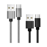 Lemontti USB към Type-C кабели комплект 0.5 м + 1 м, найлонова оплетка, черен (0.5 м) и сив (1 м)