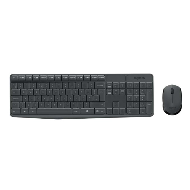 Logitech MK235 безжична клавиатура и мишка, US конфигурация, черен