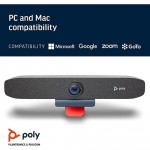 Poly Studio P15 4K видеобар, 3-микрофонен масив, 90° FoV, 4x цифрово увеличение, NoiseBlockAI и Acoustic Fence, Microsoft Teams и Zoom, USB