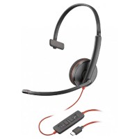 POLY Blackwire 3210 USB-C жична моно слушалка с USB-C/A адаптер