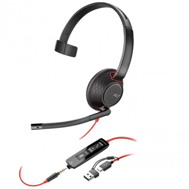 Poly Blackwire 5210 моно слушалка USB-C с 3.5 mm жак и USB-C/A адаптер (Bulk опаковка) Poly Blackwire 5210 моно слушалка USB-C с 3.5 mm жак и USB-C/A адаптер (Bulk опаковка)