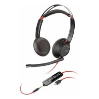 Poly Blackwire 5220 Stereo USB-C слушалка с 3,5 mm жак и USB-C към USB-A адаптер