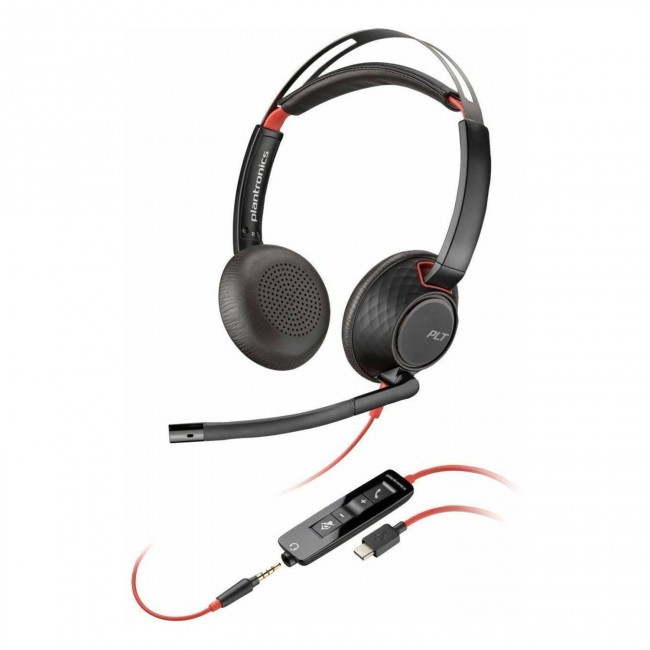 Poly Blackwire 5220 Stereo USB-C слушалка с 3,5 mm жак и USB-C към USB-A адаптер Poly Blackwire 5220 Stereo USB-C слушалка с 3,5 mm жак и USB-C към USB-A адаптер
