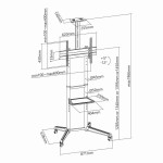 SBOX FS-401 TV подова подвижна стойка, 37“- 70“ / 94-178 см, черен