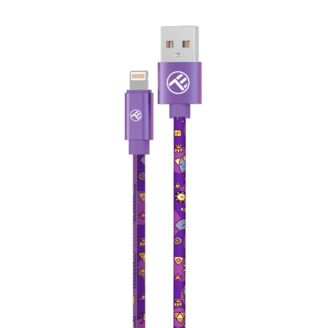 Tellur Graffiti кабел за данни, USB-A - Lightning, 3A, 1 м, лилав