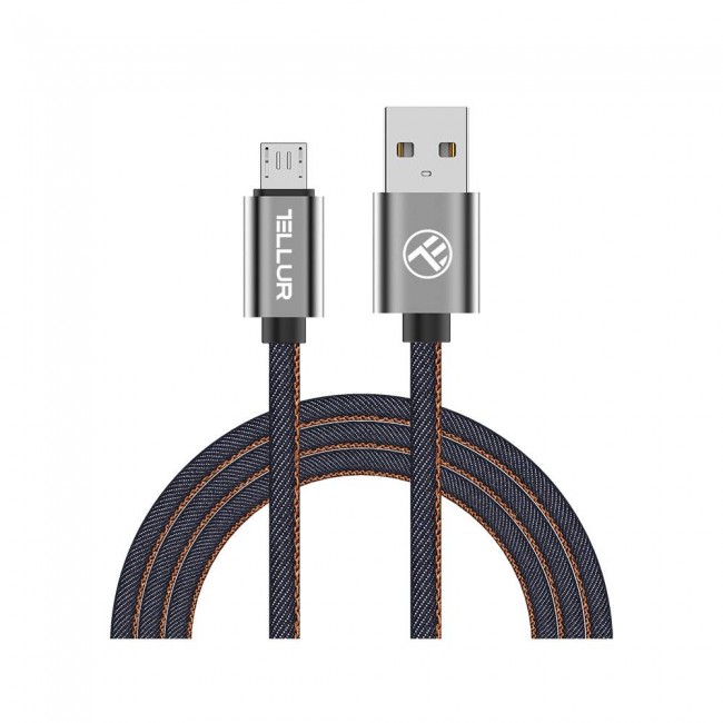 Tellur Denim кабел за данни, USB-A - Micro-USB, текстил, 1 м, син