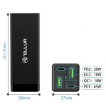 Tellur PDHC2 стенно зарядно, 65W, 2xPD, 2xQC3.0, черен