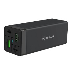 Tellur PDHC2 стенно зарядно устройство 65W, 2xPD 3.0, 2xQC 3.0, черно
