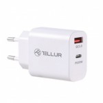 Tellur PDHC101 стенно зарядно с 2 USB порта, PD 20W + QC3.0 18W, бяло
