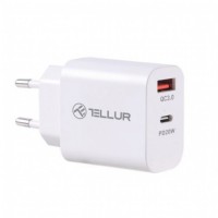 Tellur PDHC101 стенно зарядно с 2 USB порта, PD 20W + QC3.0 18W, бяло