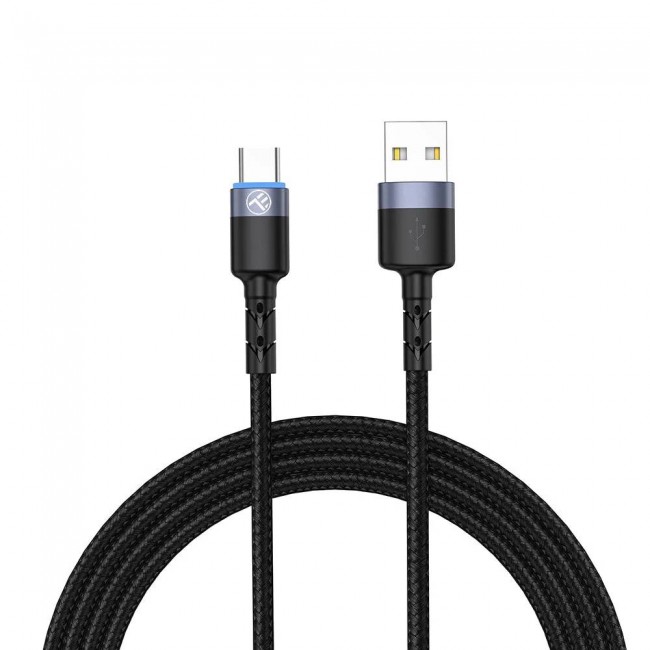 Tellur TLL155314 кабел за данни USB-A към USB-C с LED светлина, 2 м, черен