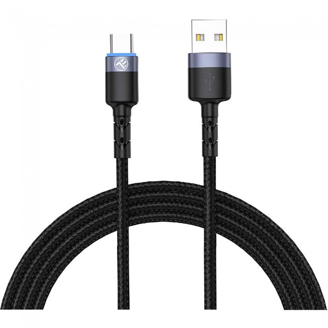 Tellur Data cable, USB to Type-C, Nylon Braided, 2m, Black