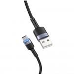 Tellur Data cable, USB to Type-C, Nylon Braided, 2m, Black