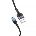 Tellur кабел за данни, USB-А - USB-C, LED, 1.2 м, черен