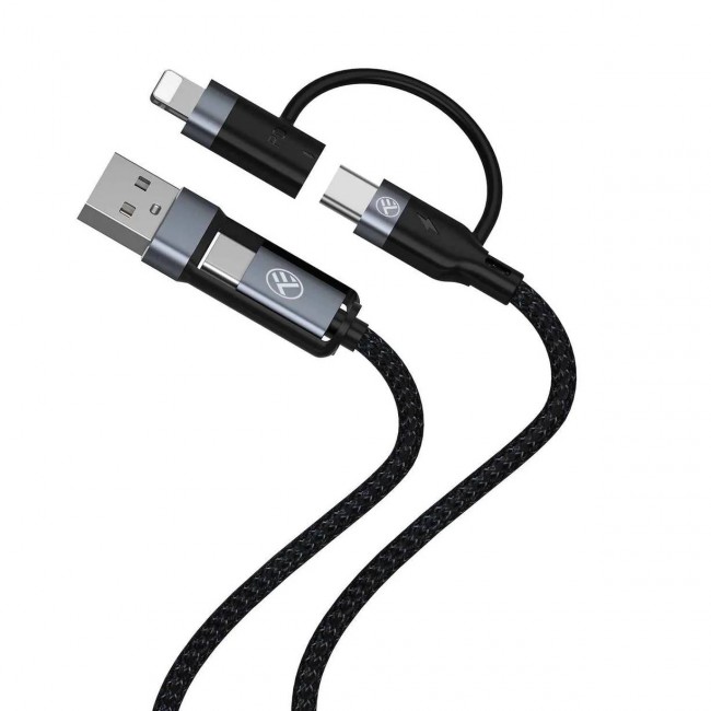 Tellur TLL155411 кабел за данни 4 в 1 USB-A/USB-C към USB-C/Lightning, 1 м, черен Tellur TLL155411 кабел за данни 4 в 1 USB-A/USB-C към USB-C/Lightning, 1 м, черен