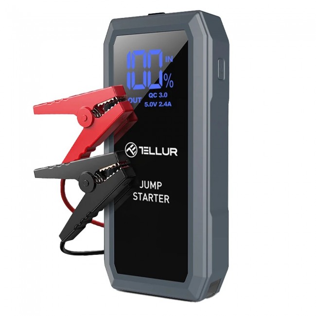 Tellur TLL158431 преносим стартер за автомобил, 12V, 1500A, 16800mAh, LED светлина, сив Tellur TLL158431 преносим стартер за автомобил, 12V, 1500A, 16800mAh, LED светлина, сив