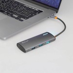 Tellur USB-C hub, 1xPD 3.0 100W, 1xHDMI 4K, 3xUSB 3.0, алуминий, сив