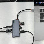 Tellur USB-C hub, 1xPD 3.0 100W, 1xHDMI 4K, 3xUSB 3.0, алуминий, сив