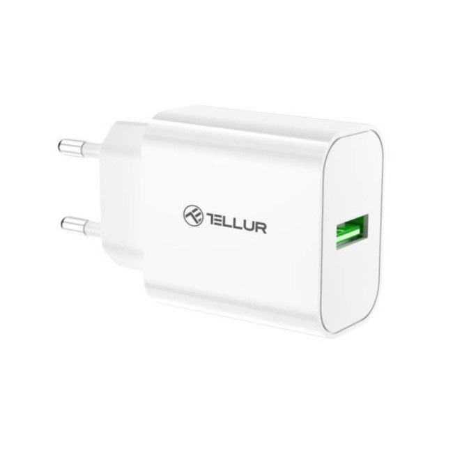 Tellur Travel-Ready стенно зарядно, USB-A, 18W, QC3.0, бяло