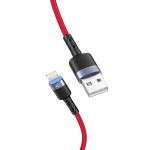 Tellur кабел за данни, USB-A - Lightning, LED, 1.2 м, червен