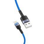 Tellur кабел за данни, USB-A - Lightning, LED, 1.2 м, син