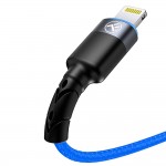 Tellur кабел за данни, USB-A - Lightning, LED, 1.2 м, син