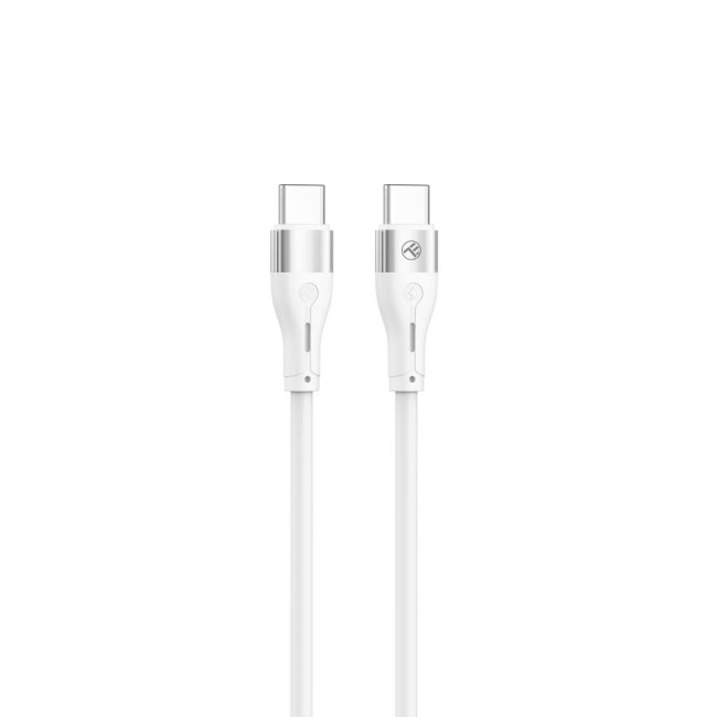 Tellur Silicone кабел за данни, USB-C - USB-C, 1м, бял