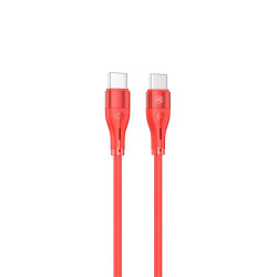 Tellur Silicone кабел за данни, USB-C - USB-C, 1м, червен