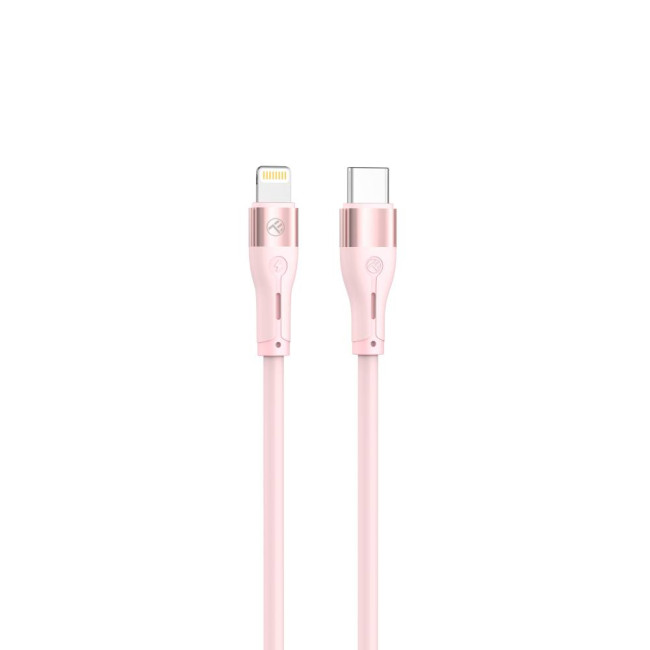 Tellur Silicone кабел за данни, Type-C - Lightning Cable, 1м, розов