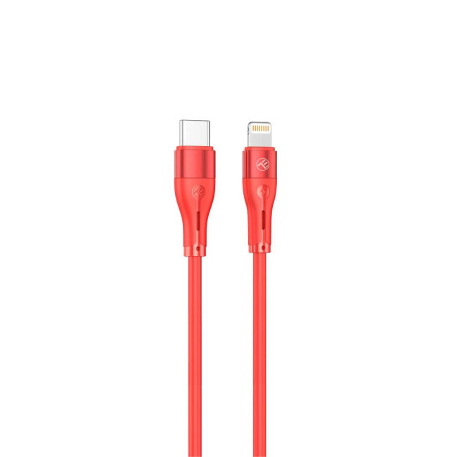 Tellur Silicone кабел за данни, Type-C - Lightning Cable, 1м, червен