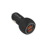 Tellur FCC8 Dual USB зарядно за автомобил, с бързо зареждане, 2 x USB, 6A, черно