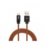 Tellur Apple MFi Certified Lightning кабел за данни, USB-A - Lightning, естествена кожа, 1 м, кафяв