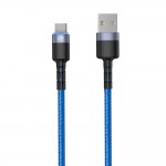 Tellur кабел за данни, USB-A - USB-C, LED, 1.2 м, син