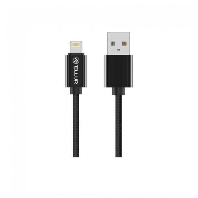 Tellur Braided Lightning кабел за данни, USB-A - Lightning, плетен, 1 м, черен