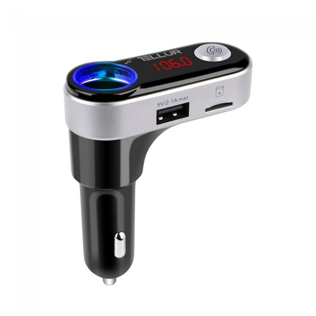 Tellur B2 трансмитер, Bluetooth, USB-A, SD, Mp3 плеър, FM радио, USB-A зарядно, микрофон