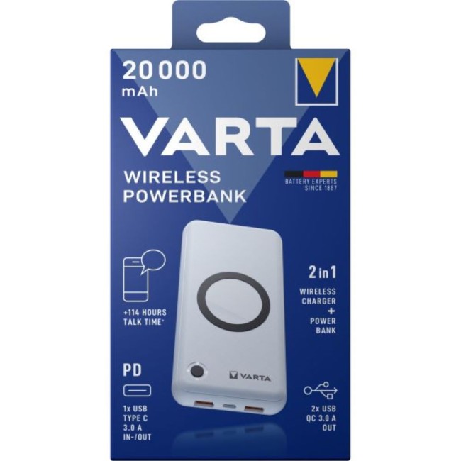 ПРЕНОСИМА БАТЕРИЯ VARTA POWERBANK ENERGY WIRELESS 20000mAh